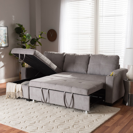 Baxton Studio Lianna Modern Light Grey Upholstered Sectional Sofa 143-8759